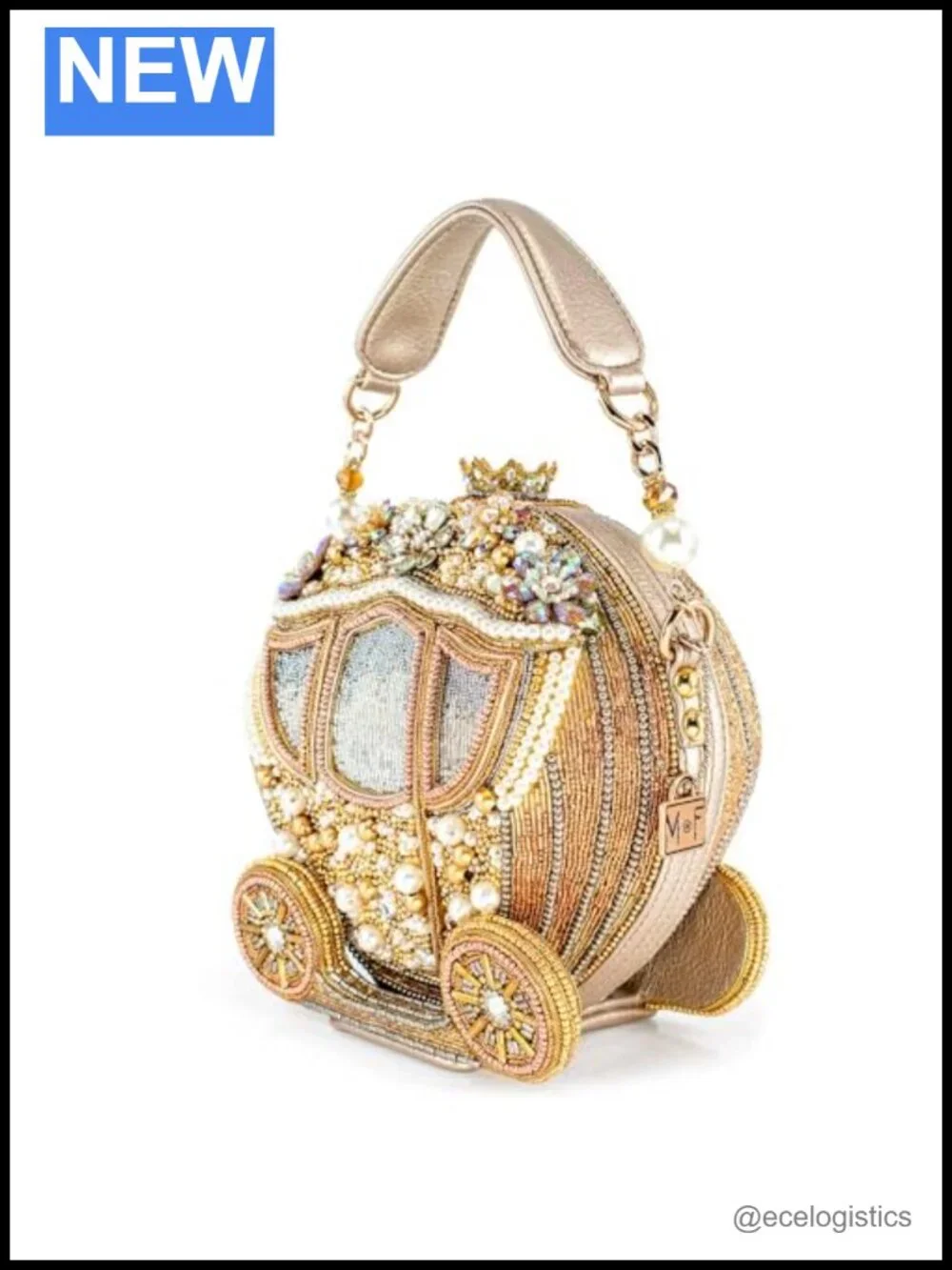 Mary Frances Dream Big Carriage Beaded Crossbody Bag Faux Leather